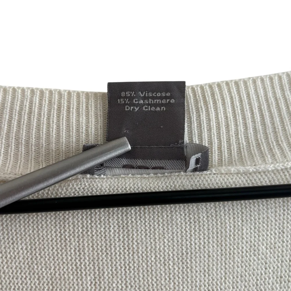 Ann Taylor Cashmere Blend Sweater Large Deep Pullover V-Neck Office Quiet Luxury